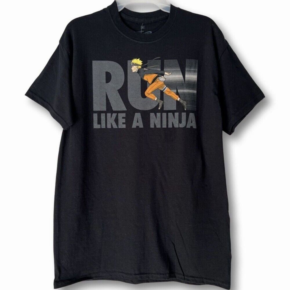 Naruto Shippuden Run Like A Ninja (Large) Anime T-Shirt NWT Black